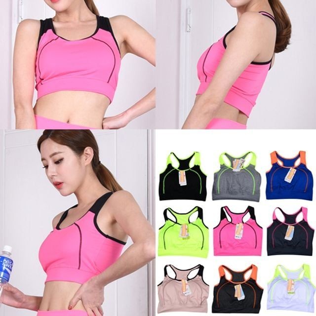 투톤 라인포인트 브라탑 요가 스포츠웨어