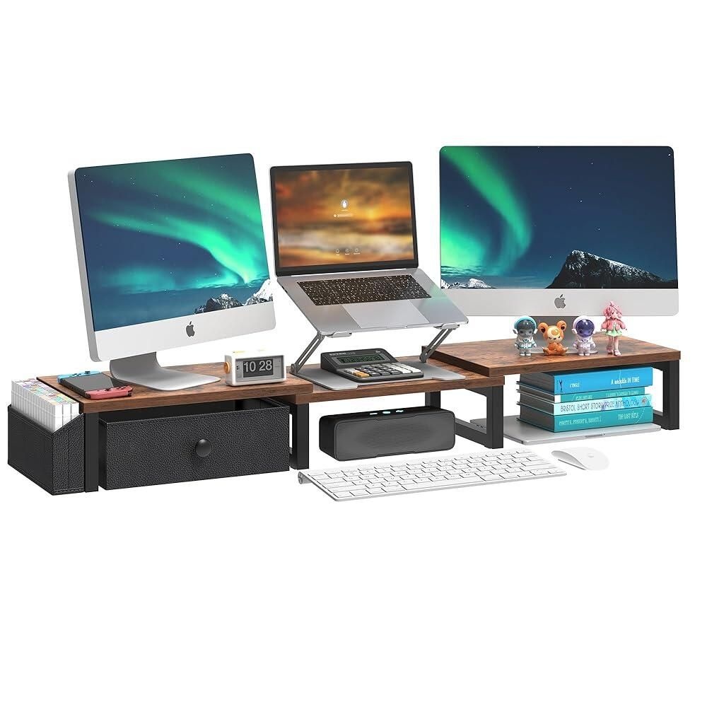 LAND·VOI [해외] PC모니터 게임용 가성비 모니터추천 LAND·VOI 튼튼한 듀얼 모니터 스탠드 최대 68.6cm 27인치 스크린 2개 보관 길이 및