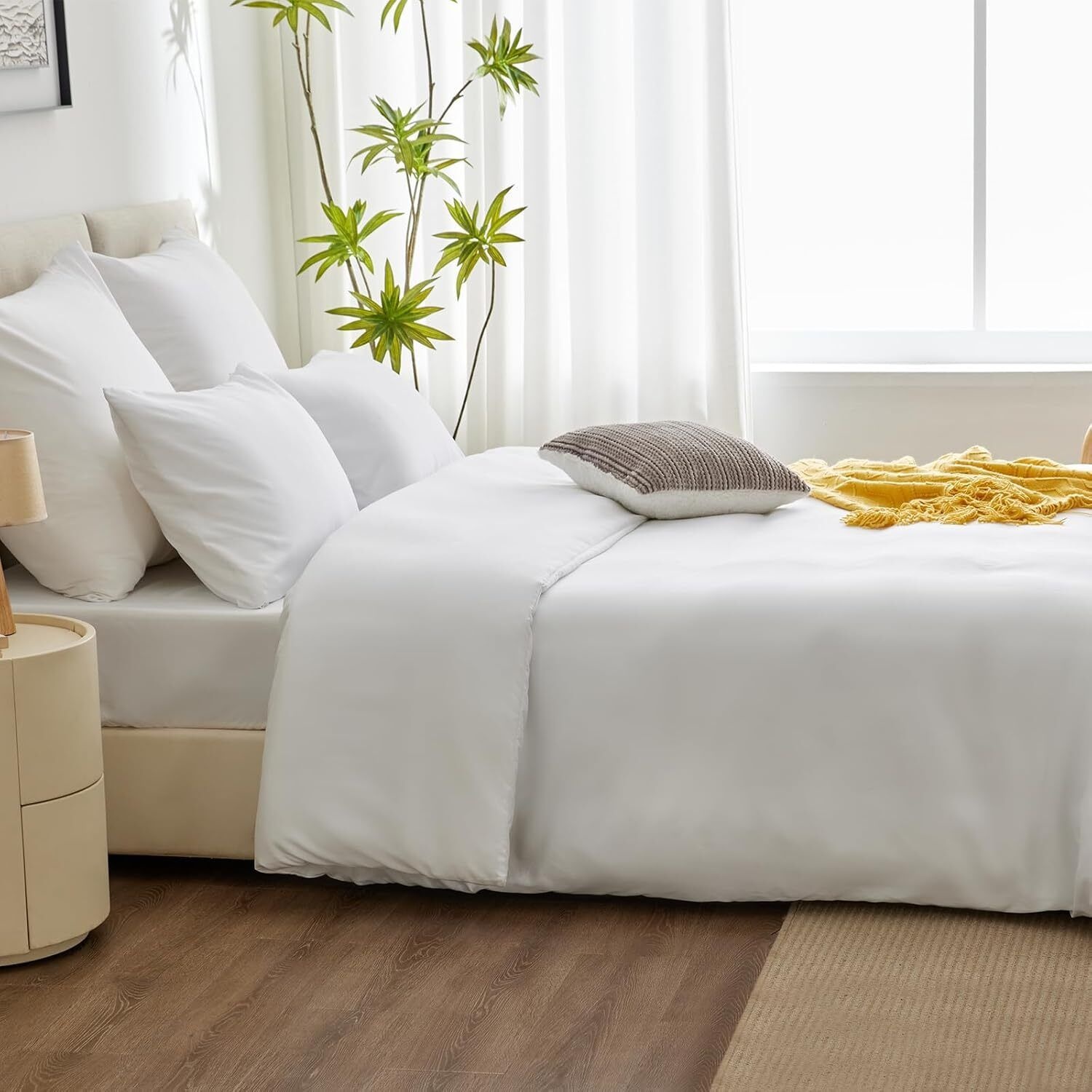 [해외] WAVVE 침구세트 140x200 화이트 마이크로파이버 이불커버65x65 베개커버