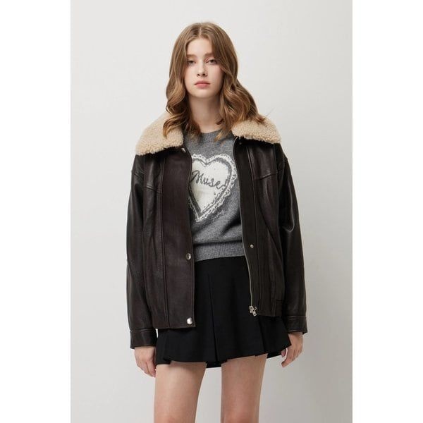 시슬리 리얼 램스킨 무스탕 카라 오버핏 점퍼 SALE3956 869473