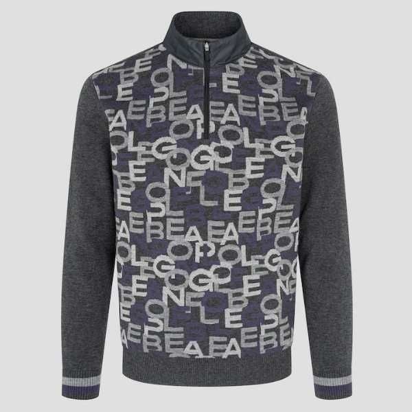 빈폴 골프 남성 방풍 로고 자카드 반집업 니트BJ5Y51B223