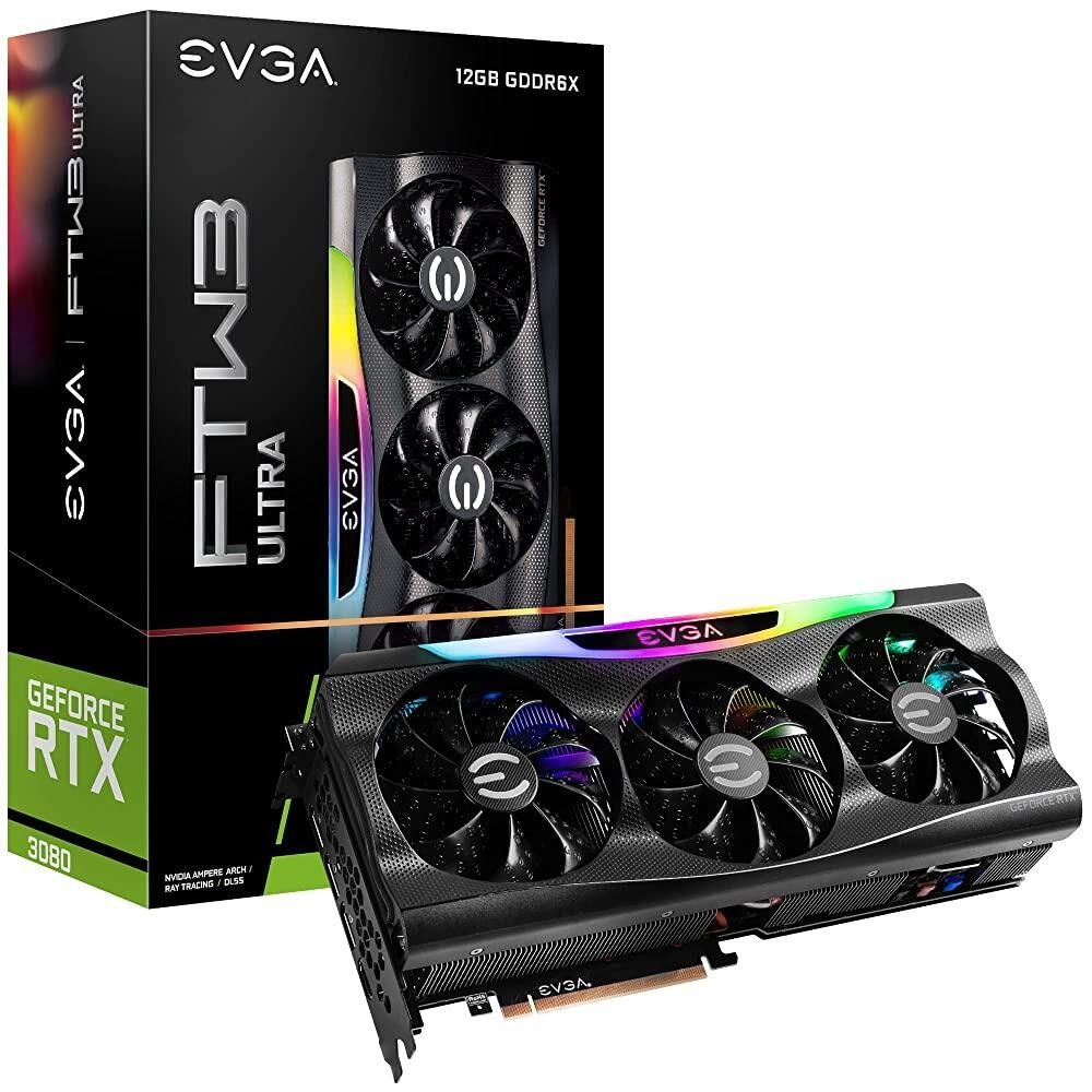 EVGA [해외] EVGA GeForce RTX 3080 FTW3 울트라 게이밍, 12G-P5-4877-KL, 12GB GDDR6X, iCX3 기술, ARGB LED, 금속 백플레이트, LHR