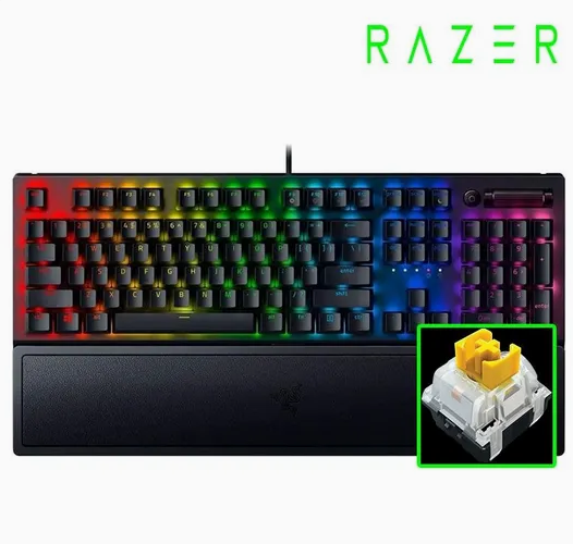 [온누리상품] 레이저 [RAZER] [레이저코리아] 유선 기계식 키보드, BlackWidow V3 Linear KR (블랙위도우 V3 리니어) 옐로우축, 한영자판 블랙/USB