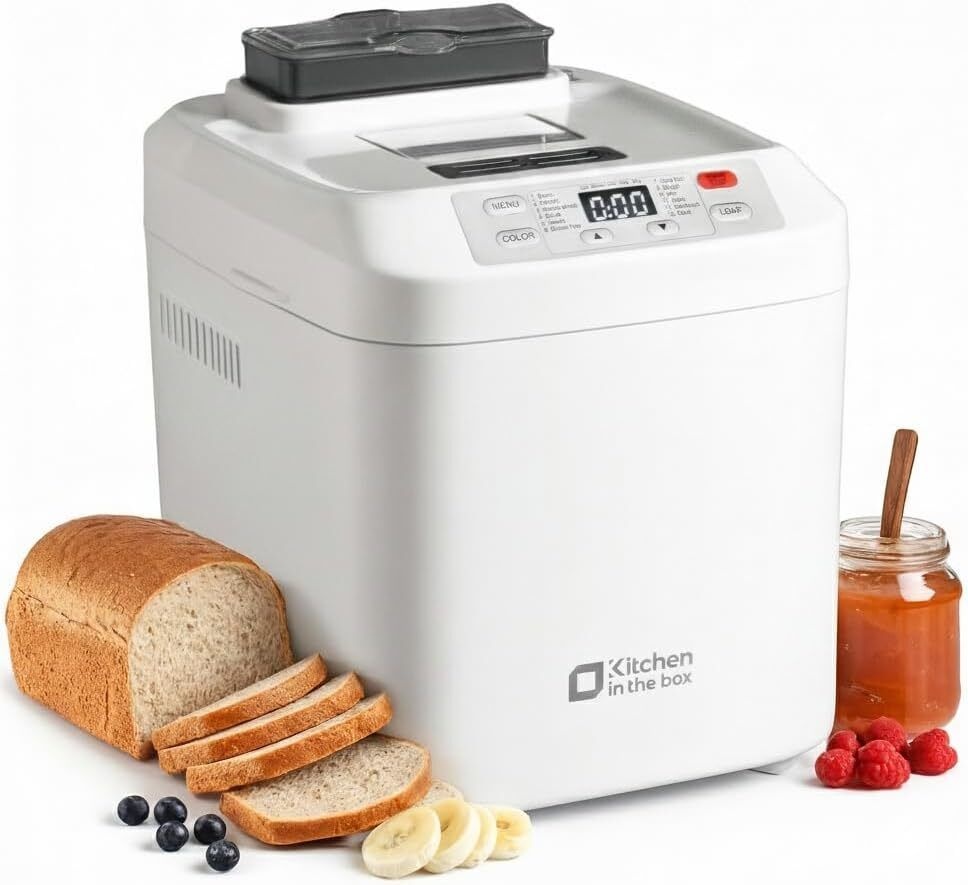 [해외] 키친 인 더 박스 제빵기 (12가지 프로그램 2가지 빵 크기 900g 13시간 타이머 재료 투입구 및 논스틱 베이