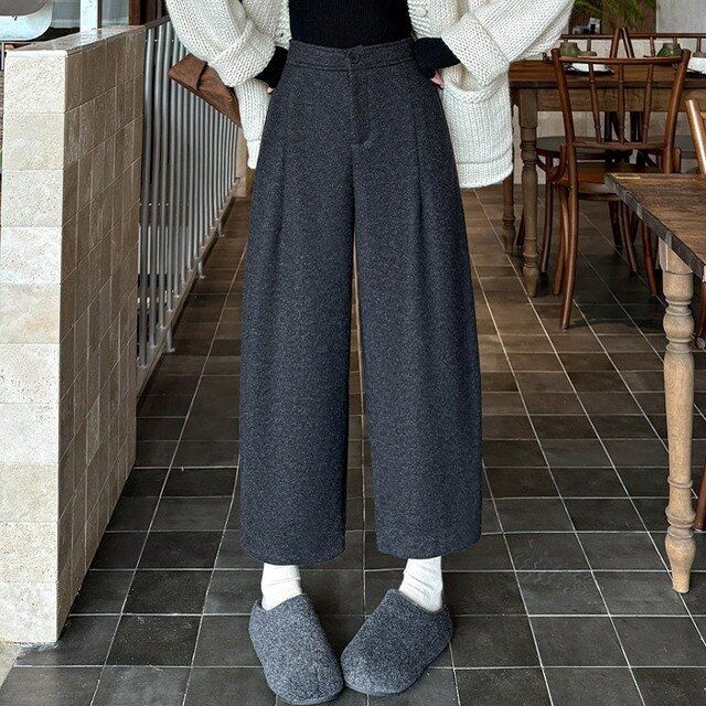 [패션플러스][핑크엘리제]겨울 두툼 따뜻 포근무드 루즈핏 캐리미언팬츠