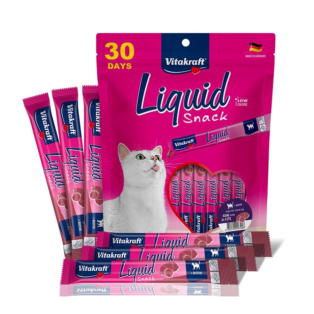 비타크래프트 리퀴드스낵 고양이간식 리버소시지+비오틴 15g, 30p
