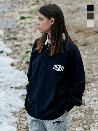 [오션퍼시픽(OCEAN PACIFIC) ]면100 OCPC 럭비 오버사이즈 카라셔츠