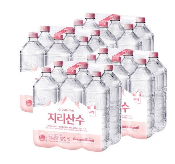 아워홈 지리산수 생수 샘물 2리터 24개 라벨유무렘덤