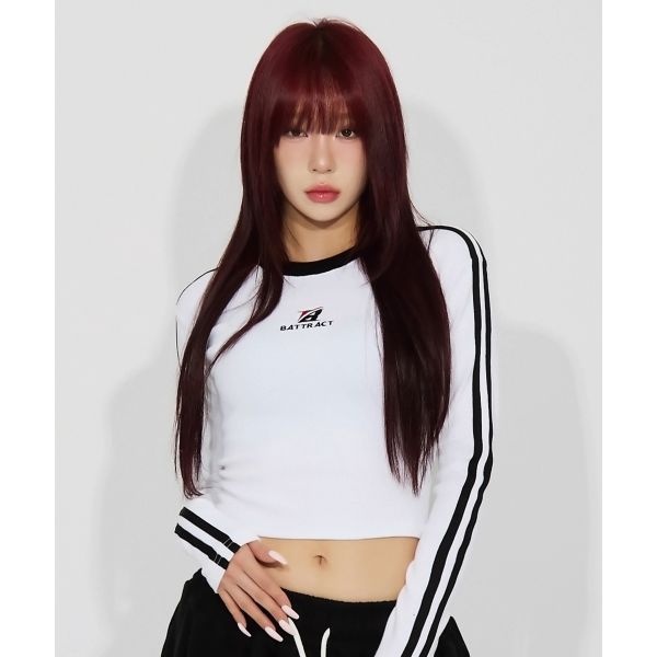 BATTRACT BATTRACT 우먼스 트랙라인 스포티 로고 티셔츠_화이트