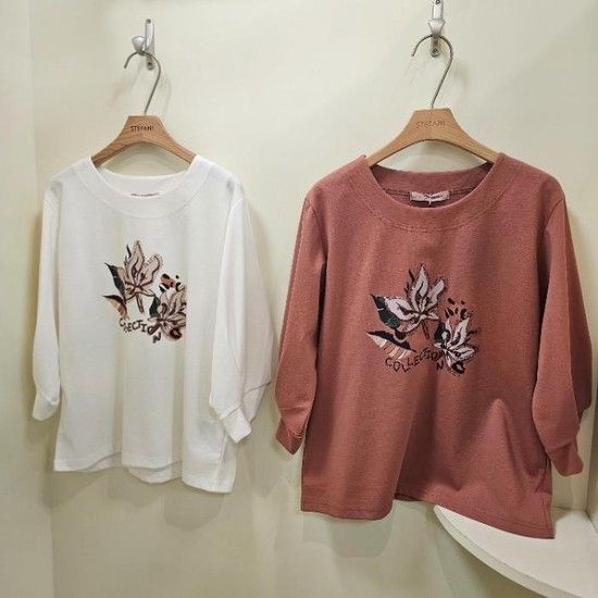 HC07 플라워 프린팅  꼬임 칠부 티셔츠 A25TS5308