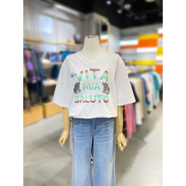 정품발송 베네통 스팽글 팻 반팔티 BATS14411 367298