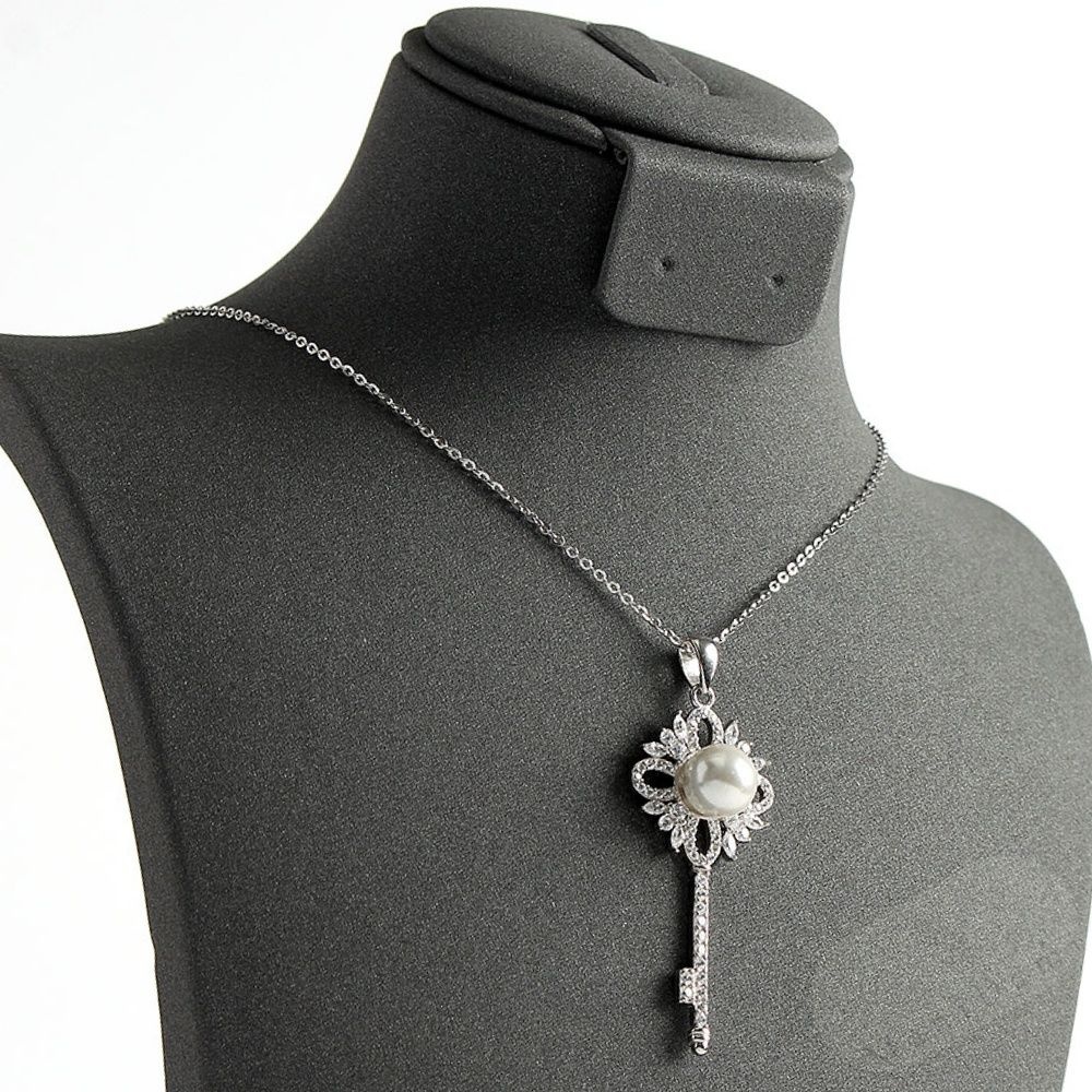 실버925 백금도금 진주 키 목걸이 여자친구200일선물 여자친구1주년선물 순은목걸이