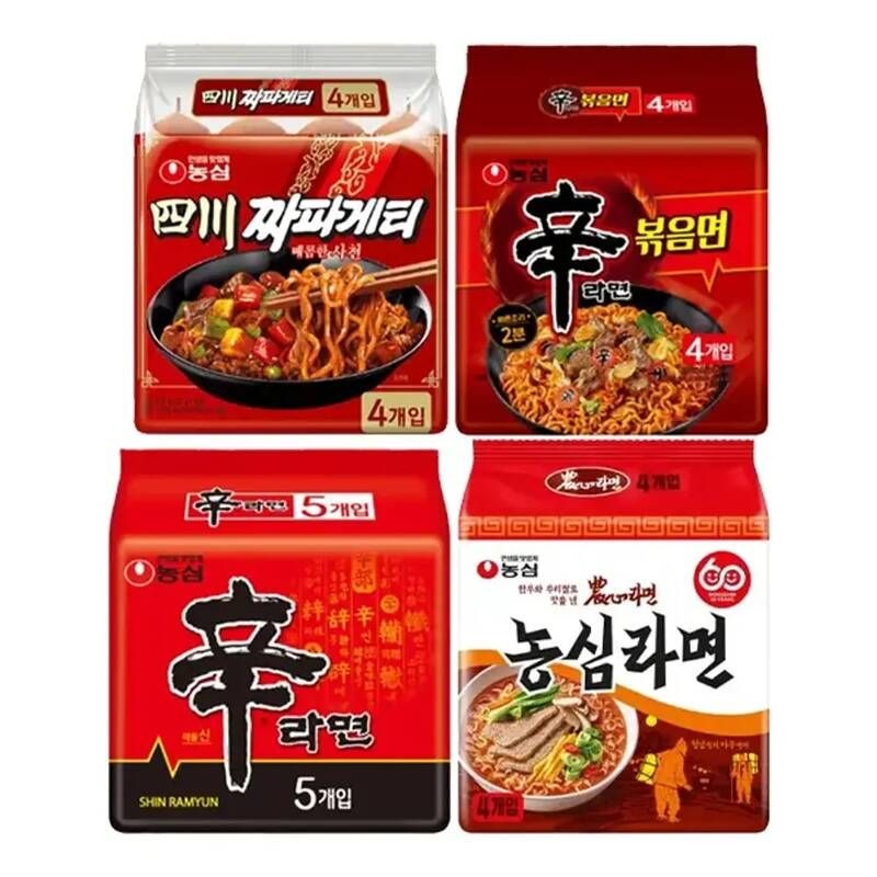 농심 농심 신라면120g, 5개 + 농심라면 124g, 4개 + 신라면 볶음면131g, 4개 + 사천 짜파게티137g, 4개