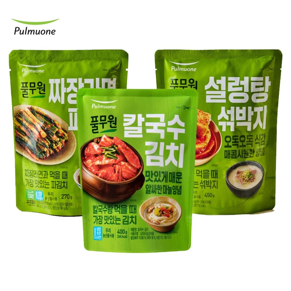 [롯데백화점] 풀무원 [풀무원] 별미김치 모음(칼국수 김치1+짜장라면 파김치1+설렁탕 섞박지1) LE1217384591