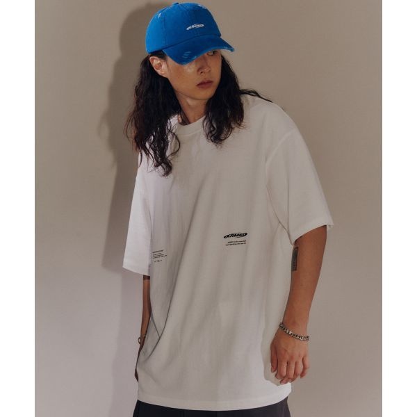 머슬암드 암드 스몰레터링 오버핏 티셔츠 화이트 1861496