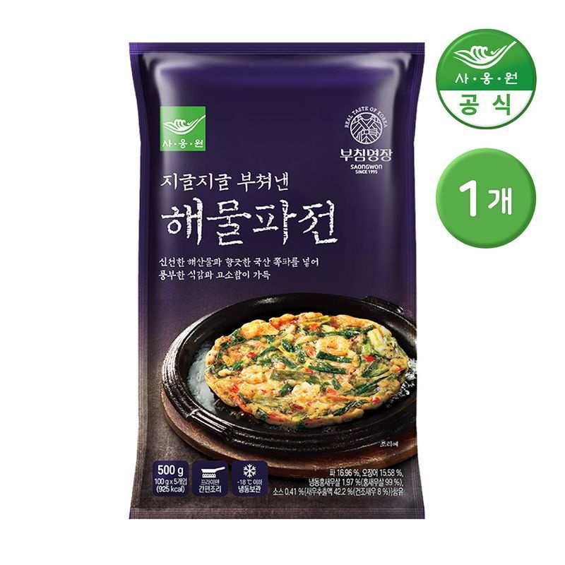 [(주)사옹원 대소공장]사옹원 부침명장 지글지글 부쳐낸 해물파전 500g 1개