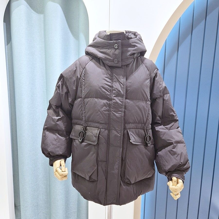 리펜 스튜디오 [AK원주점] [리펜스튜디오] 허리셔링 미디움기장 덕다운 패딩점퍼 SH01DJ507