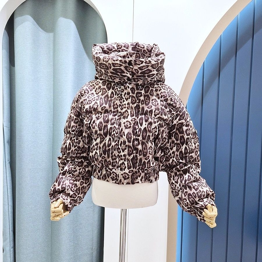 리펜 스튜디오 [AK원주점] [리펜스튜디오] 호피 배색 덕다운 크롭 패딩점퍼 SG12DJ503