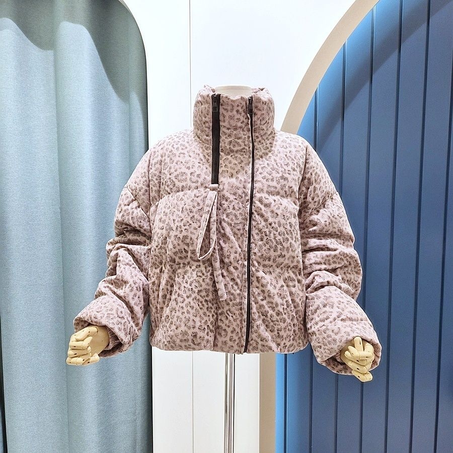 리펜 스튜디오 [AK원주점] [리펜스튜디오] 호피배색 골지원단 덕다운 패딩점퍼 SG12DJ518