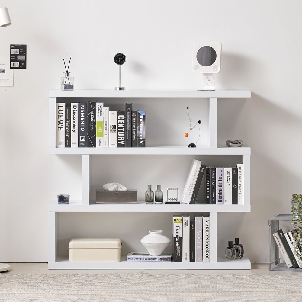 동진OEM 듀오 인테리어 3단 ㄹ자 데스크 책장 파티션 1200