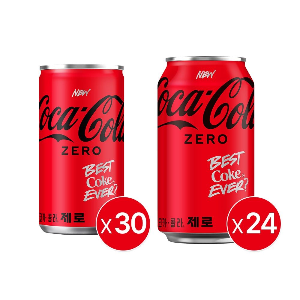 [코카콜라](본사직영)코카콜라 제로 350ml캔 24개입+코크제로 190ml캔 30입_분리배송 : 롯데ON