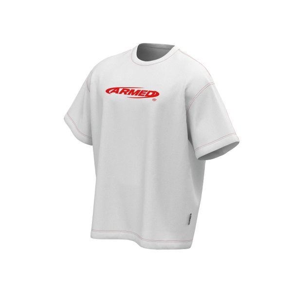 머슬암드 암드 스티치 오버핏 티셔츠 화이트/레드 1861505