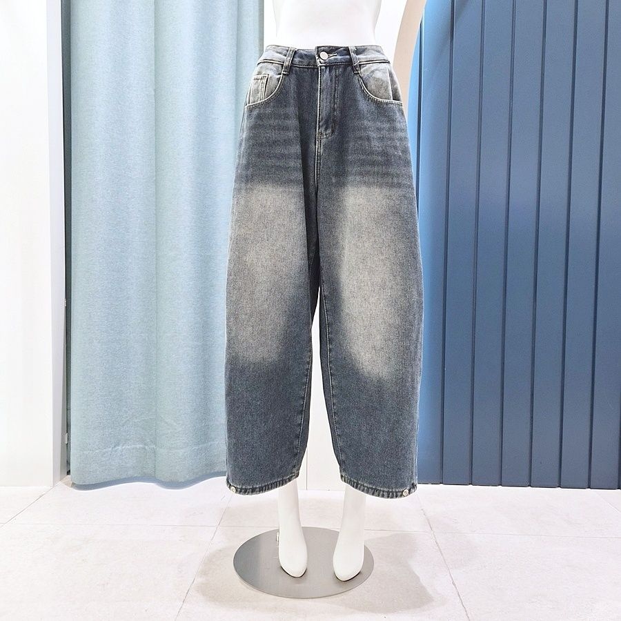 리펜 스튜디오 [AK원주점] [리펜스튜디오] 옆주름 기모안감 와이드 데님팬츠 SH02PT101