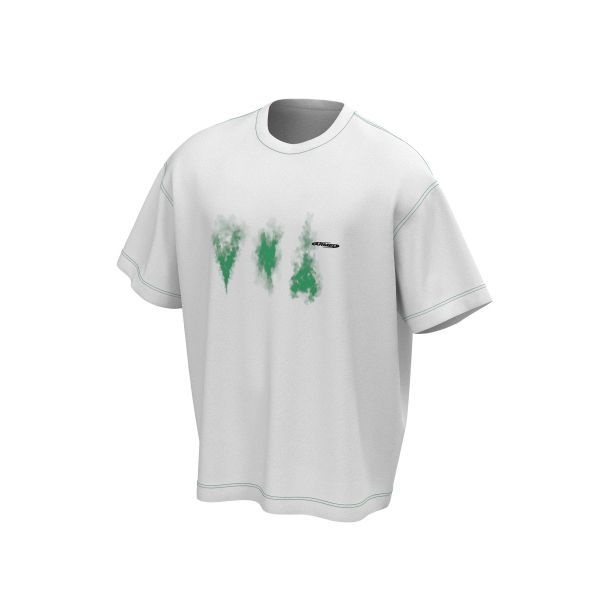 머슬암드 암드 플레임 스티치 오버핏 티셔츠 화이트 1861509