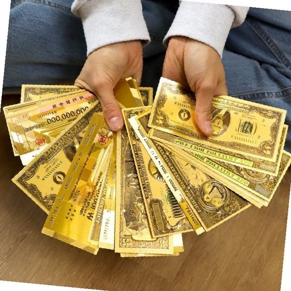 먼스플라이(한달살이) 황금 달러 지폐 골드 금박 행운 부자 돈 복권 당첨 재물 운세 풍수 인테리어 장식 선물용 컬렉션 수집