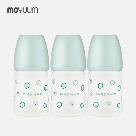 실리콘 코팅 노꼭지 유리 젖병 150ml 트리플팩 - 해피모어 에디션