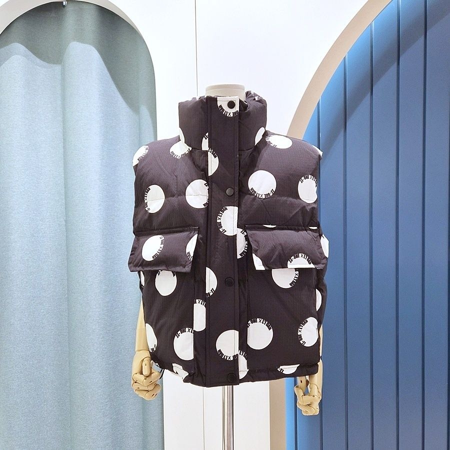 리펜 스튜디오 [AK원주점] [리펜스튜디오] 도트패턴 덕다운 패딩 베스트 SG11DV503