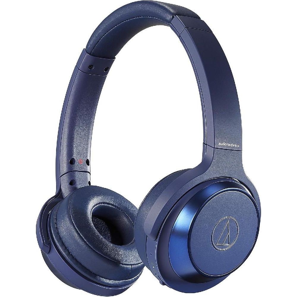 [해외] 오디오테크니카 ATH-WS330BT 무선 헤드폰 온이어 중저음 블루 헤드셋 데일리 운동