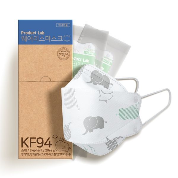프로덕트랩 [하프클럽]합리적인마스크 KF94마스크 소형 인쇄(코끼리) 100매 국내산