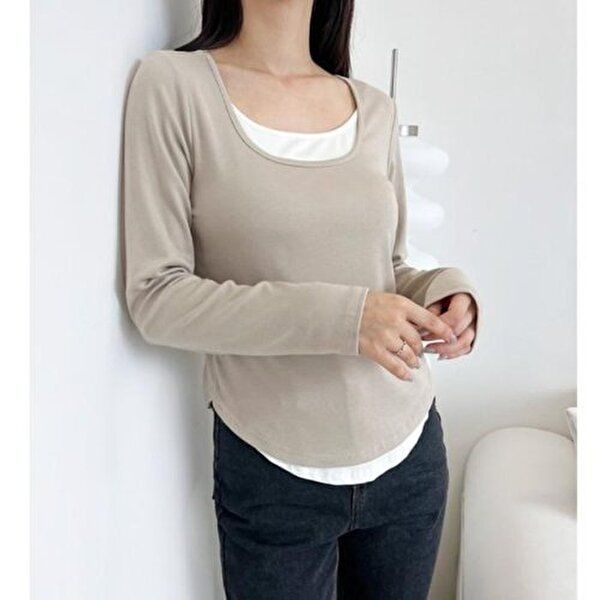 [셀러허브 1]TORD HC09 스퀘어넥티셔츠 레이어드배색긴팔티셔츠 BM1C-TS513