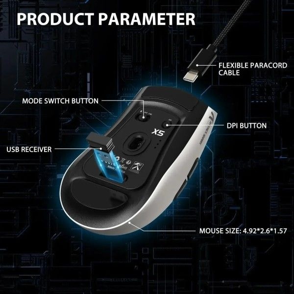 ATTACK SHARK 호환 X5 PAW3212 광학 센서 무선 RGB