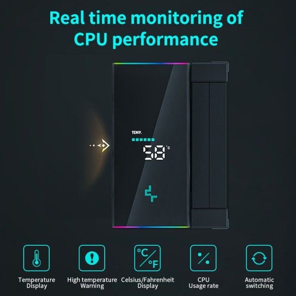 DeepCool AK500S 디지털 디스플레이 CPU 쿨러 5 히트