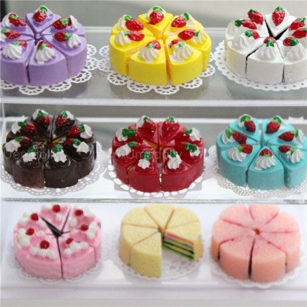 1/12 스케일 소형 인형 집 삼각형 케이크 Doilie 음식 BJD