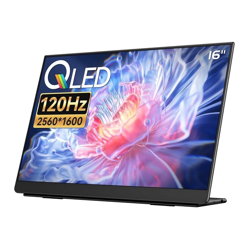 EHOMEWEI [해외] E홈 WEI Q5 2.5K 120Hz LG QLED 16인치 휴대용 게이밍 모니터 2560 x 1600 400Nits HDR 100% DCI-P3 16:10 와이드 스크린 15