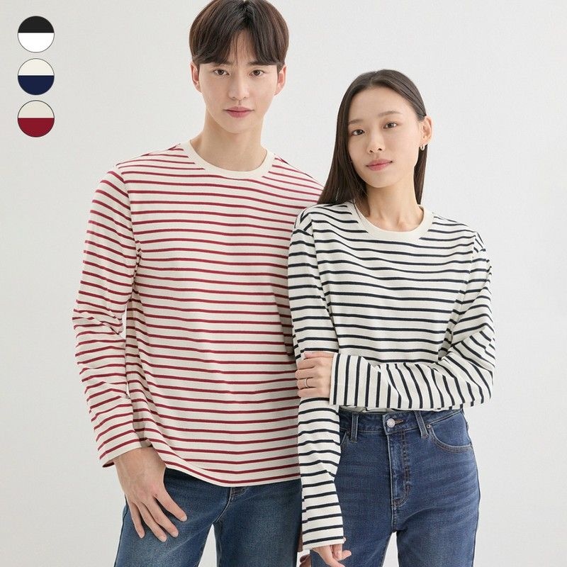 게스 ON 유니 스트라이프 긴팔티 NP3KE401 139869