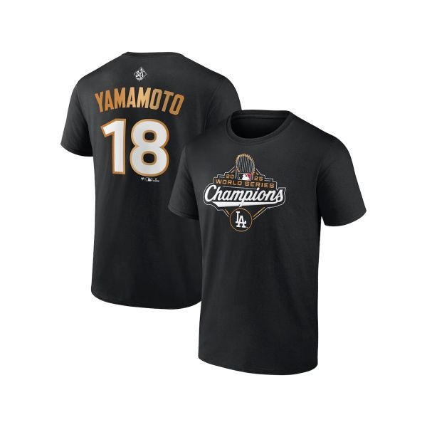 FANATICS Yoshinobu Yamamoto Los Angeles Dodgers Fanatics 2025 World Series Champions Name & Number T-Shirt - 434348Moony