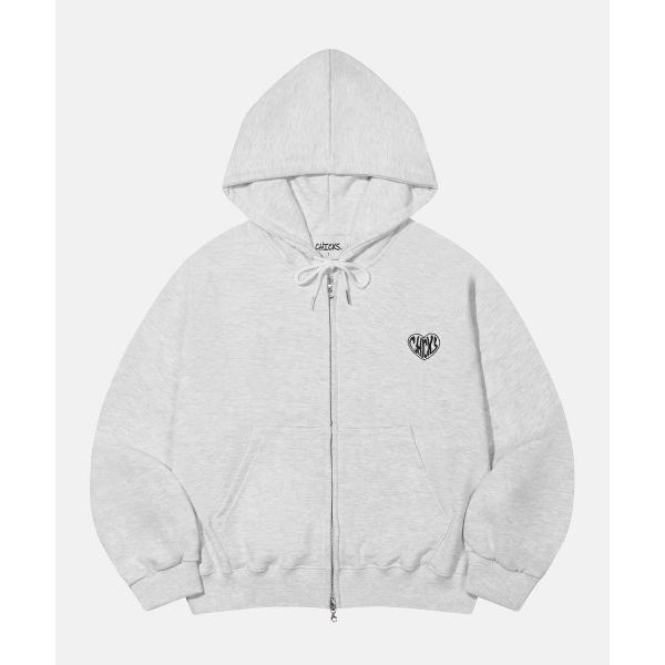 HEART CHICKS 긴팔 후드집업 후드티 맨투맨 백멜란지 기모 추가