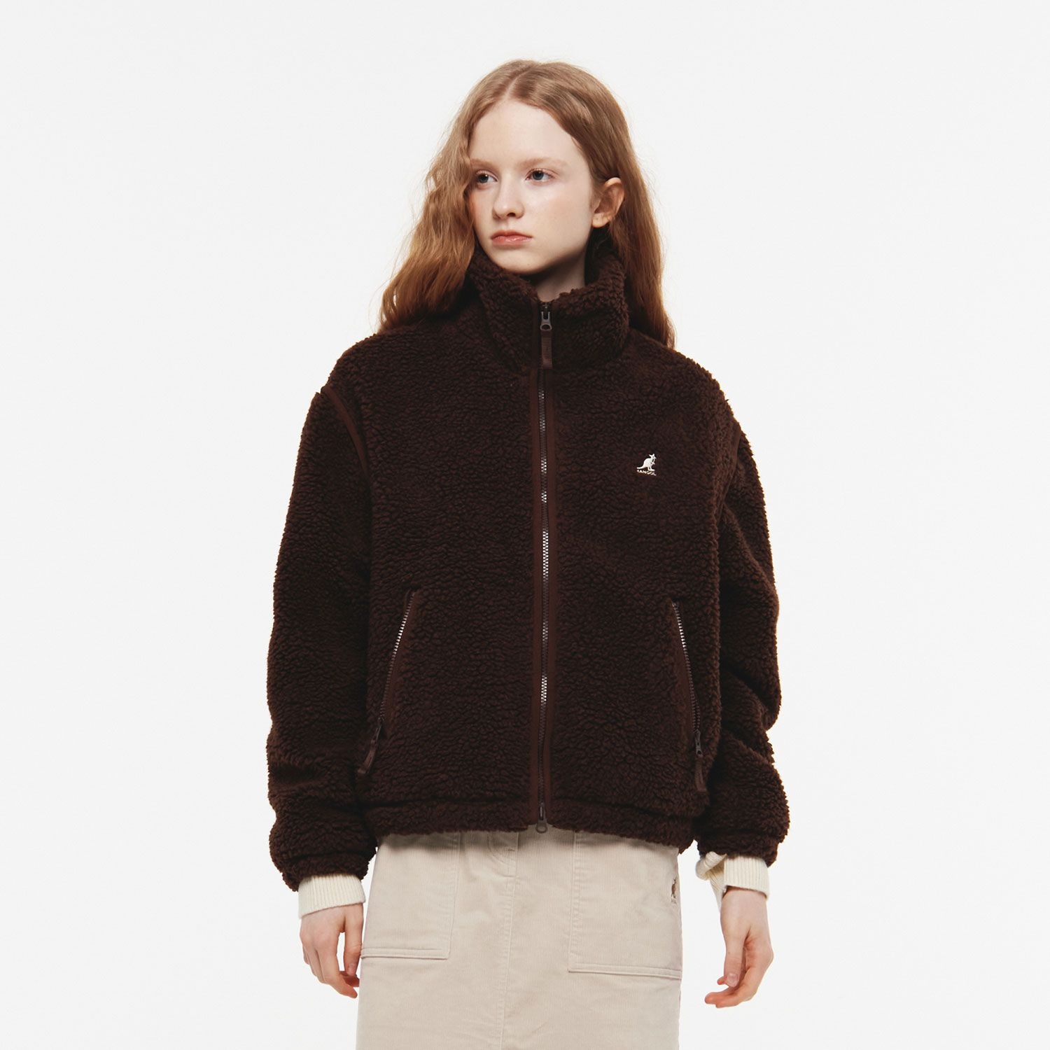 [롯데백화점] 캉골 우먼스 플리스 디테처블 자켓 8558 브라운 (KRFWJK85580)