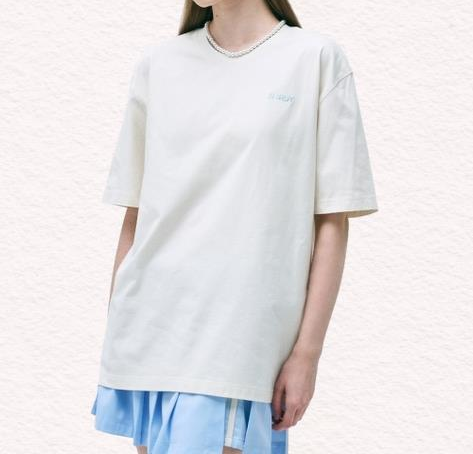 널디 NDY 블랭크 스몰 로고 반팔 티셔츠화이트블랙크림스카이블루멜론 PNEU25ST01 302855