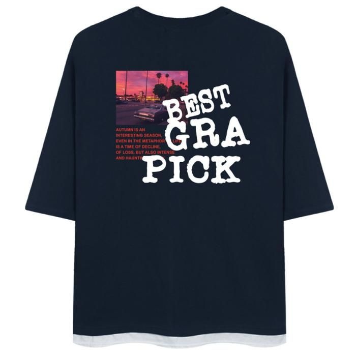 [그라픽][오늘출발/에센셜] 로드뷰 레이어드 오버핏 트임 7부티 PRV_0064 (4Color)