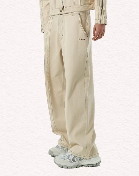 널디 NDY 엔디와이 유니 NY 로 커팅 데님 바지 아이보리 PNES24PT0803 408003