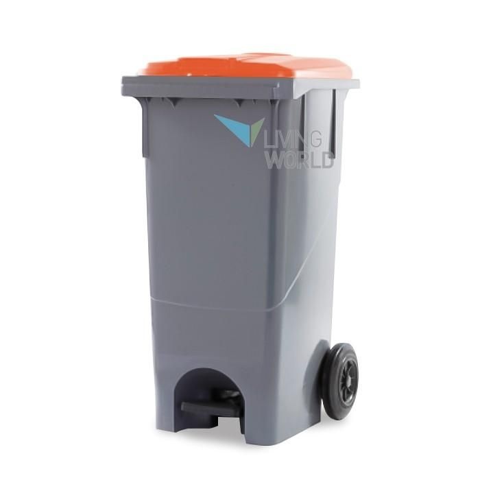 분리수거통 페달형 아파트쓰레기통 분리수거함120L 리빙월드 대형쓰레기통 /음식물수거함