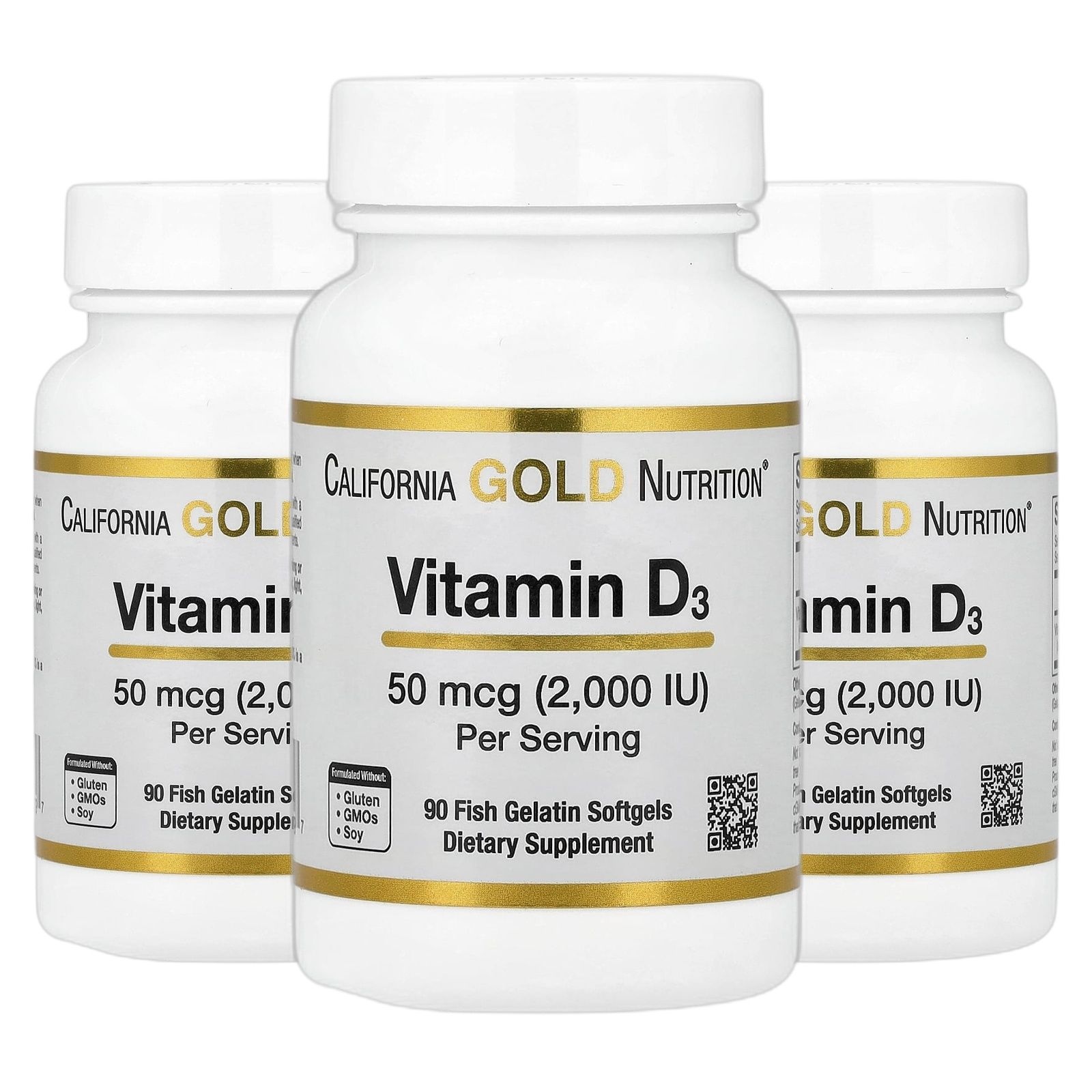 California Gold Nutrition 캘리포니아골드뉴트리션 비타민D 3 50mcg 2,000IU 소프트젤 90정 2+1