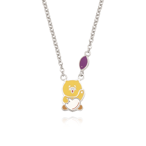 미니골드 김천점 SILVER 카카오프렌즈 춘식이 하트 키즈 목걸이 NLKS1163 미아방지 이름 전화번호 무료 각인