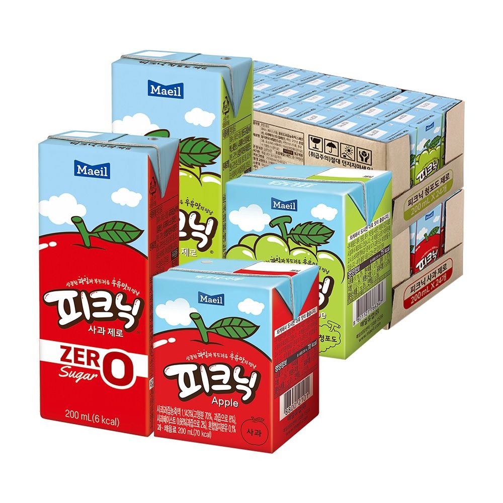 피크닉 4종 사과/청포도/사과제로/청포도제로 48팩 골라담기