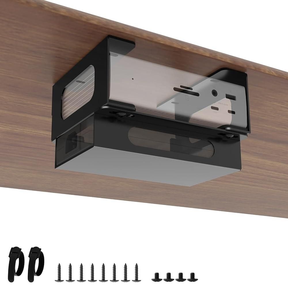 [해외] CalDigit TS4/ TS3 플러스/TS5 Dock+ 파워 브릭과 호환되는 금속 언더 데스크 마운트, 썬더볼트 4/3/5 도킹 스테이션 장착